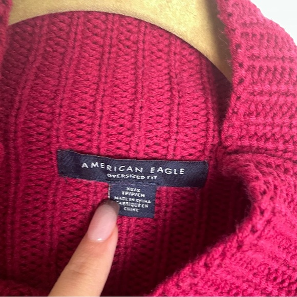 American Eagle Hot Pink Knitted Turtleneck Sweater Size XS/S - Picture 6 of 7